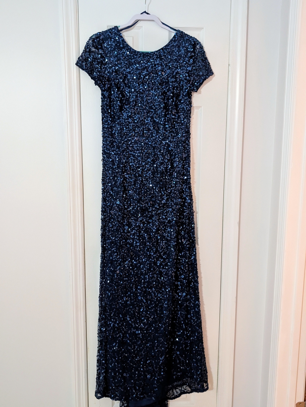 Adrianna Papell Navy Sequin Evening Dress